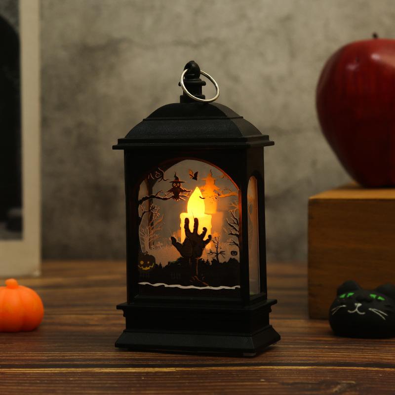 Portable Pumpkin Ghost Castle Lantern Lamp Hanging LED Jack-O-Lanterns Halloween Decoration Party Flame Haunted House Props Gift