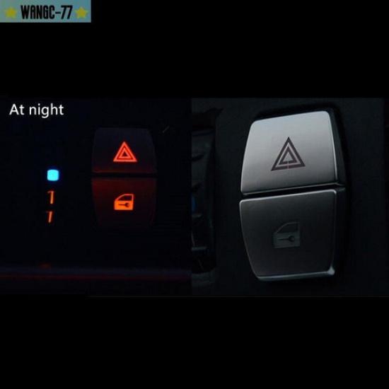 For BMW 5 Series F10 F07 Car Warning Lamp Button Cover Trim Chrome ABS Decals