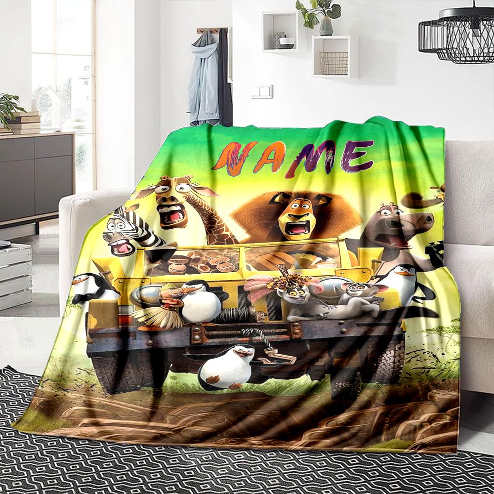 Custom Name Animal Adventure Ride blanket for Couch & Bed, Plush Cozy Fuzzy Blanket Super Soft & Warm Blankets for Fall and Winter. 0908167