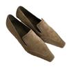 Vintage Suede Suede Niche Small Square Toe Low-heeled Flat Loafers Women's 2025 New Autumn and Winter Deep Shoes