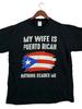 My Wife Is Puerto Rican T Shirt Men's XL Black Flag Funny Husband Graphic Unisex T-Shirt
