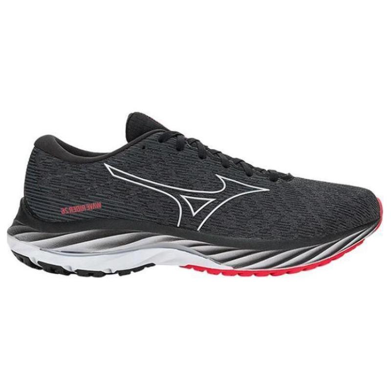 Mizuno Wave Rider 26 Anti-Slip Wear-Resistant Low-Top Running Shoes Unisex Black Red Sneakers J1GC220352