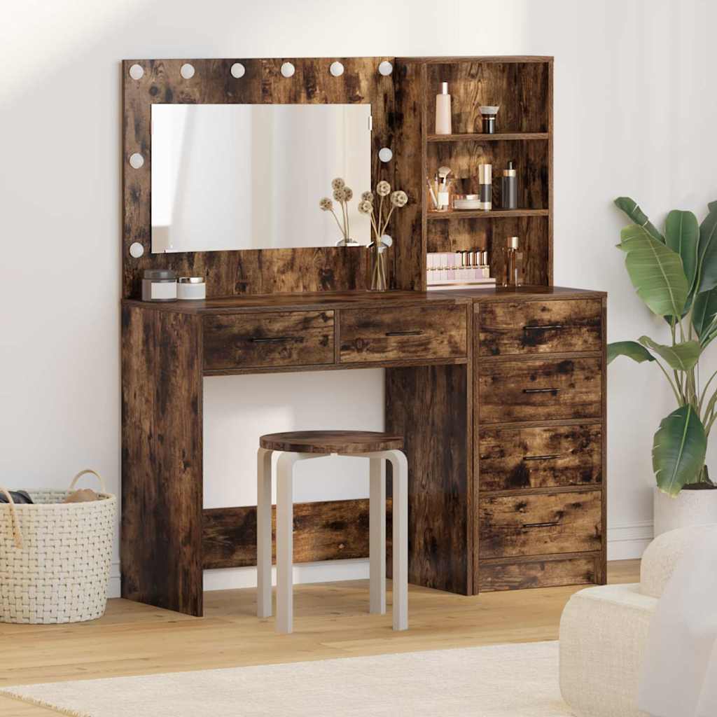 Makeup Table with Shelf Brown 78.5 x 41 x 135 cm Engineered Wood