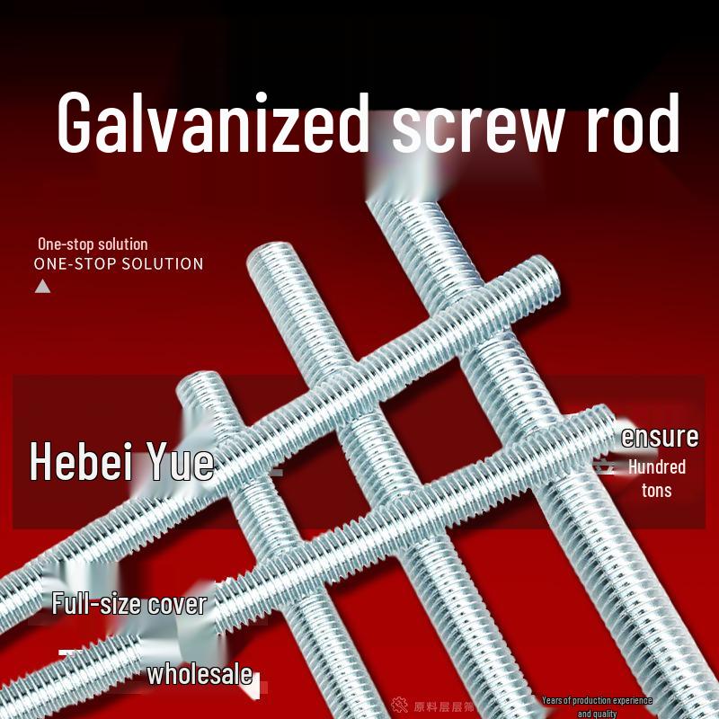 Galvanized Full Thread Rod, All-Thread Zinc-Coated Carbon Steel Grade 4.8 M6 x 1m