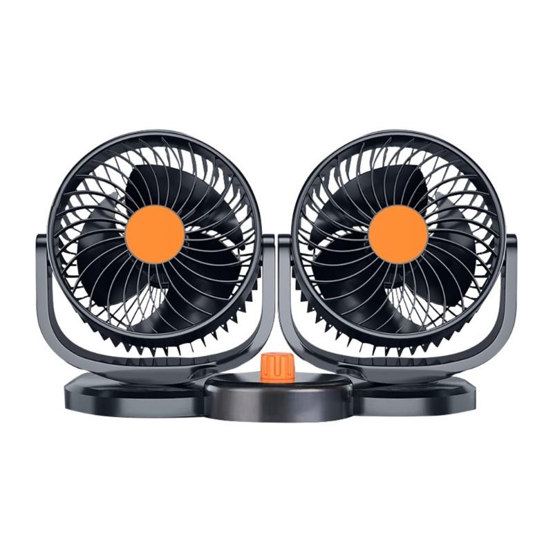 Car Fan Double Head USB Fan for Car with Powerful Cooling 360 Rotation 3Wind Speed Desk Fan for SUV Truck Home