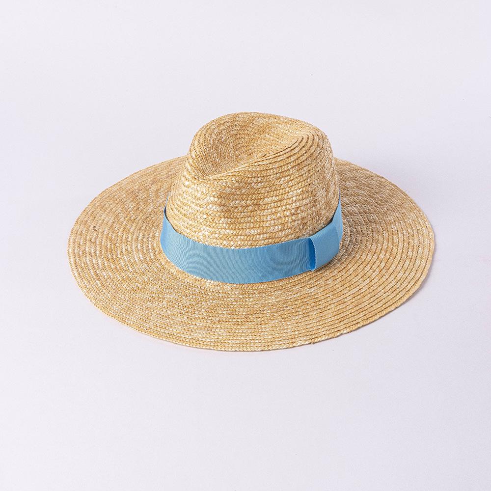 Spring and summer new fashion casual multi-color webbing big eaves straw grass jazz hat outdoor beach shade Internet celebrity straw hat