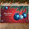 Festive Backdrop Red Background New Year Decoration Xmas Banner Blue Ornaments Holiday Background For New Year Celebration