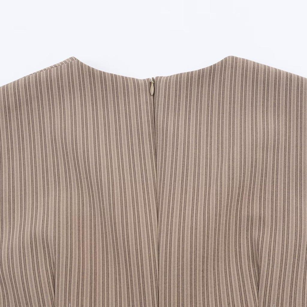2026 Spring Women's Striped Waist-Cinching Slim Dress - European & American Style