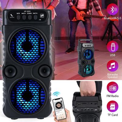 Alto-falante Sem Fio Portátil para Exterior de 3 Polegadas Estéreo de Música Dupla Subwoofer de Graves Alimentação USB Para Festa Dançante Karaokê em Família