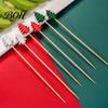 Holiday Table Decorations 100PCS Halloween Bamboo Toothpicks, Cute Tree Shaped Disposable Skewers, Cupcake Toppers Decorative Dessert for Appetizers
