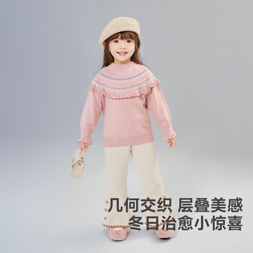 [Retro Ear Ear Edge] Infant and Child Girls' Sweater 24 Autumn/Winter Children's Warm Fashion Thread Shirt Top