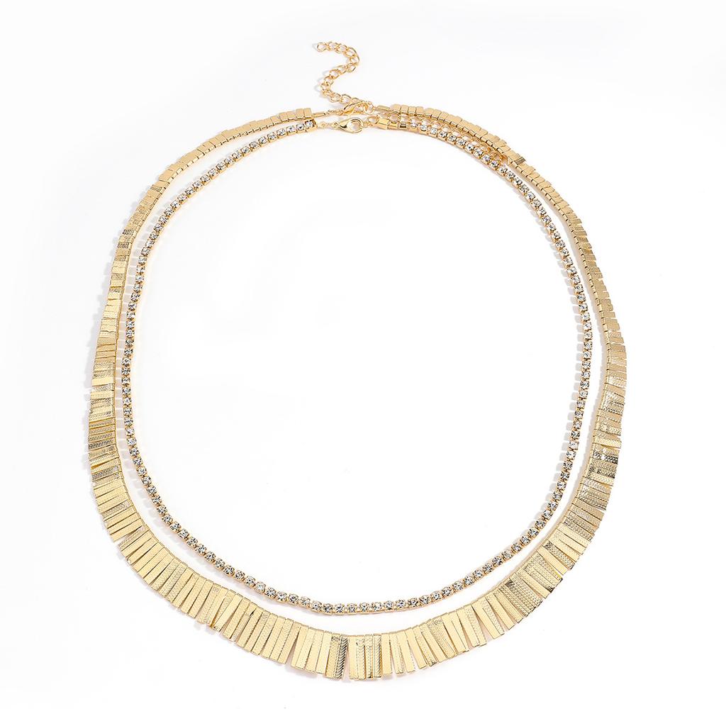 Exaggerated multi-layer fringed diamond necklace, personalized fashion, simple collarbone chain, trendy design, sense of decoration