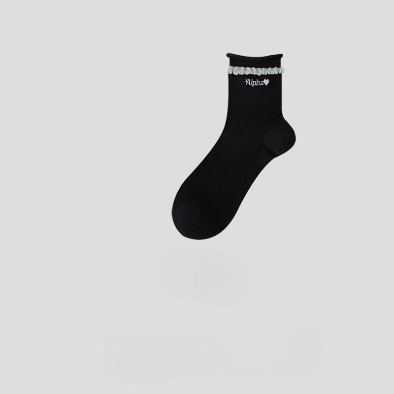 Spitzensocken für Damen im Frühling und Sommer, dünne Baumwollsocken mit perforiertem Mesh und besticktem Ballettstil, schweißabsorbierend und atmungsaktiv