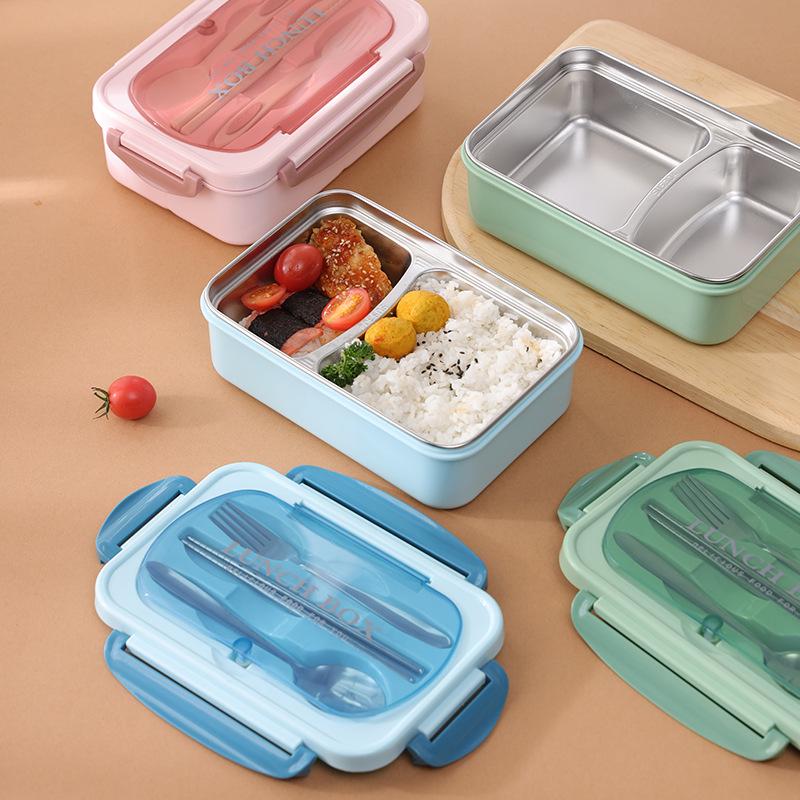 304 Stainless Steel Insulated Bento Box with Divider, Portable and Leak-Proof, Customizable Logo.