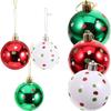 6 Stuks 6cm Kerstboom Plastic Bal Decor Stip Ontwerp Ronde Bal Festival Kerst Hangend Ornament