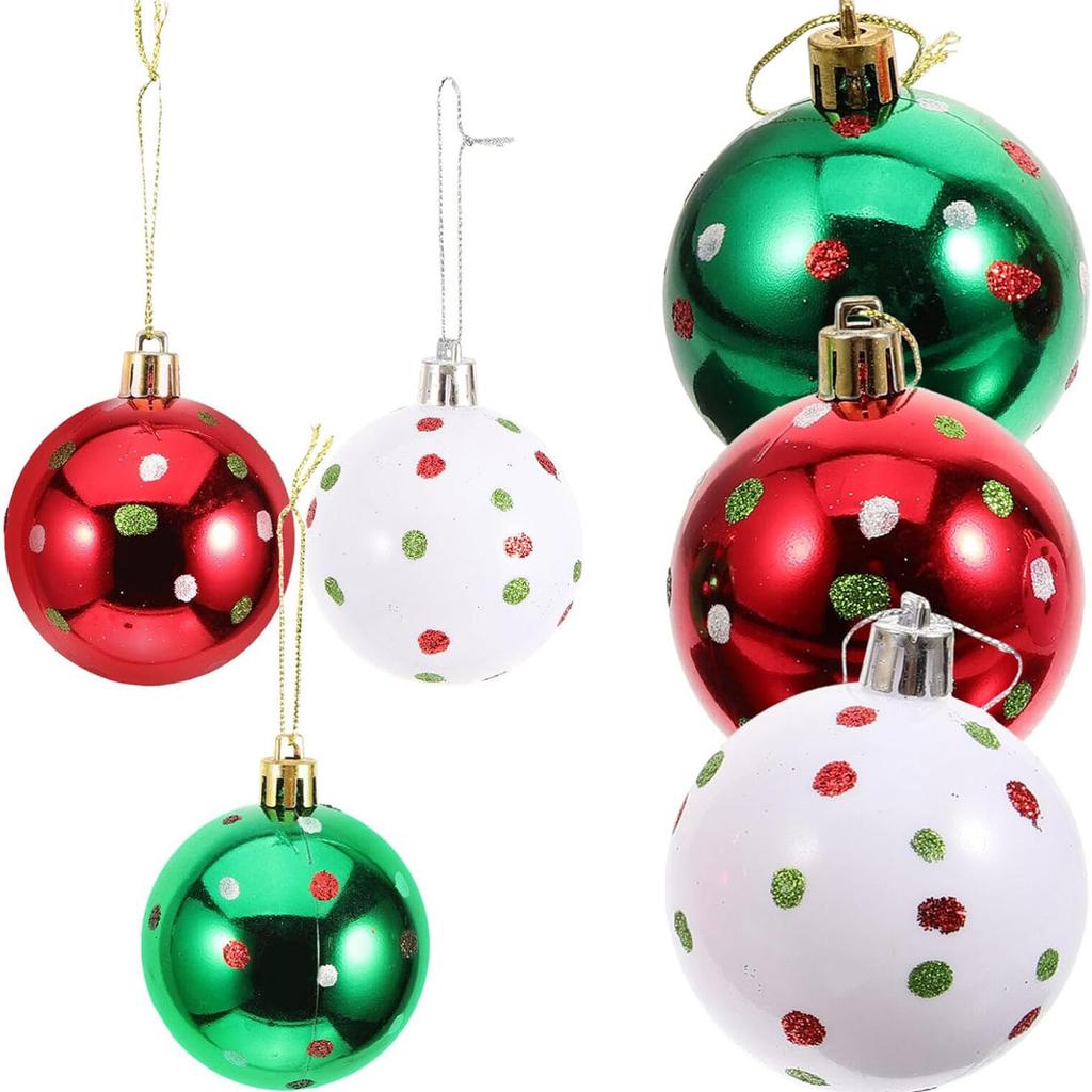6 Stuks 6cm Kerstboom Plastic Bal Decor Stip Ontwerp Ronde Bal Festival Kerst Hangend Ornament