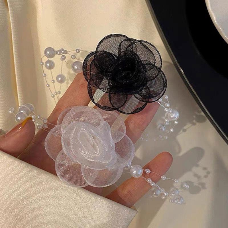 Elegant Multilayer Pearl Choker Necklace Vintage Lace Flower Chain Necklace For Women Fashion Wedding Jewelry Gift