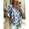 Women's large-size V-neck T-shirt, retro casual top, with printed design, fashionable and versatile ,machine washable.