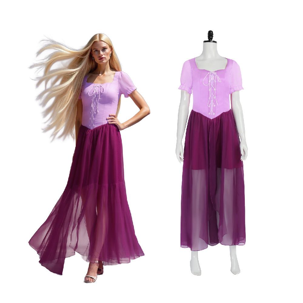 

Princess Dress Costume Cosplay Womens Purple Ballgown Dress with Wreath for Halloween Dress up 3XL