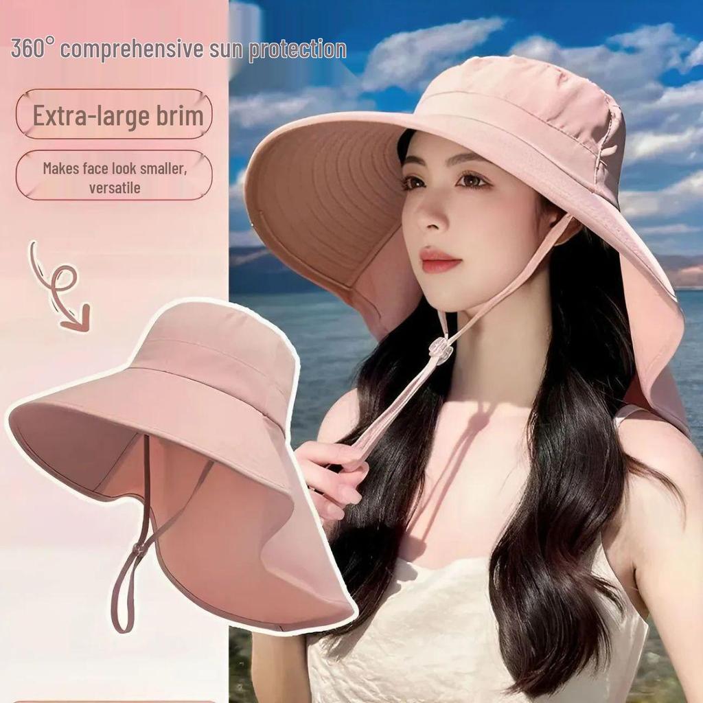 Women's Versatile Sun Hat: UV Protection, Windproof Face Covering, Large Shawl for Cycling and Summer Seaside Activities