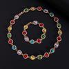 Colorful Inlaid Diamond Necklace for Men Trendy Personality Gemstone Collarbone Chain Hip Hop Niche Design Sense Men's
