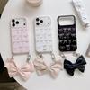 Cute Butterfly Knot Handheld Phone Case IPhone 17 Pro Max - Soft TPU Gel Cover With Chain Strap Pink White Black