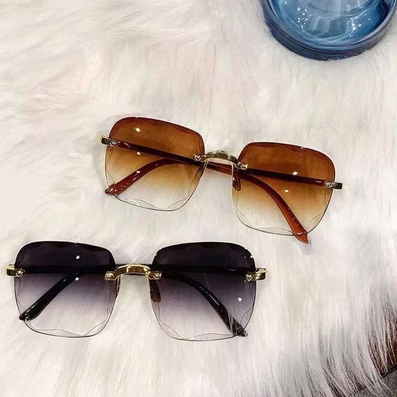 Fashion Rimless Cut Edge γυαλιά ηλίου Γυναικεία γυαλιά ηλίου ντεγκραντέ Καλοκαιρινά αλεξήλια Διάφανοι πολύχρωμοι φακοί Γυναικεία γυαλιά ηλίου