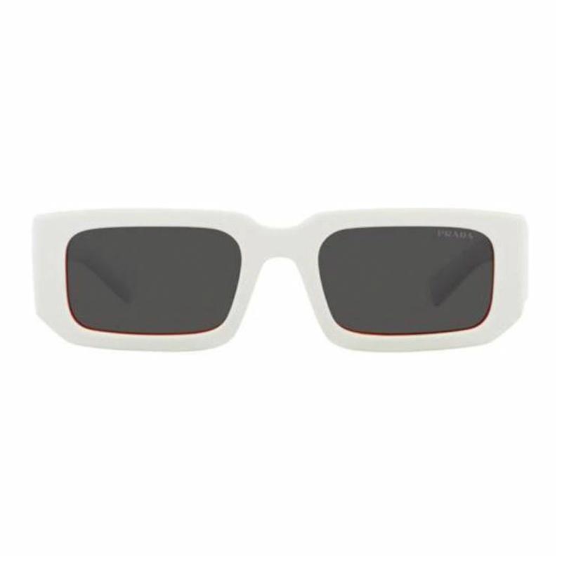 Prada Logo Design Plastic Plastic Nitrocellulose Square Sunglasses Unisex Couple Style White