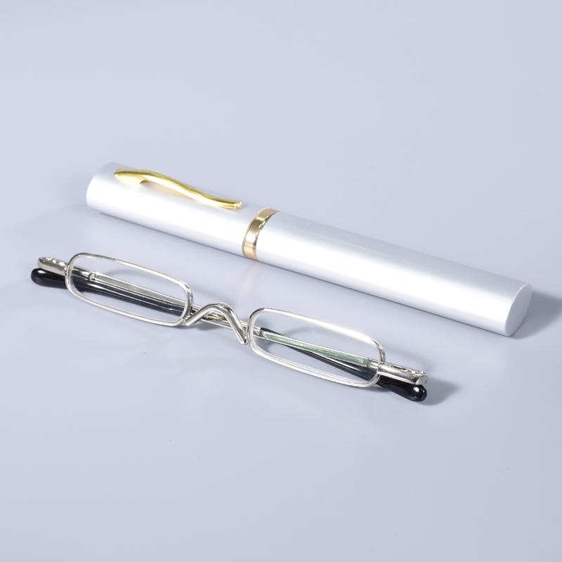 Silver Frame Elegant Reading Glasses Metal Frame Ultra-thin Men Women Portable Mini Reading Presbyopia Eyeglasses with Box