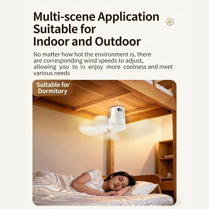 Ventilatori da Soffitto Portatili da Campeggio da 10800mAh Circolatore d'Aria per Tenda Raffrescatore Elettrico Ricaricabile da Esterno Luce LED Telecomando