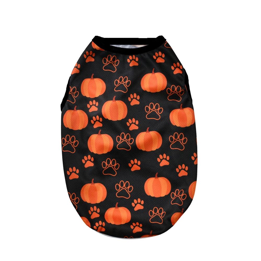 Dog Cosplay Costumes Funny Pumpkin Halloween Puppy Party Clothes Pet Transformation Sleeveless Vest For Small Medium Dogs Cats