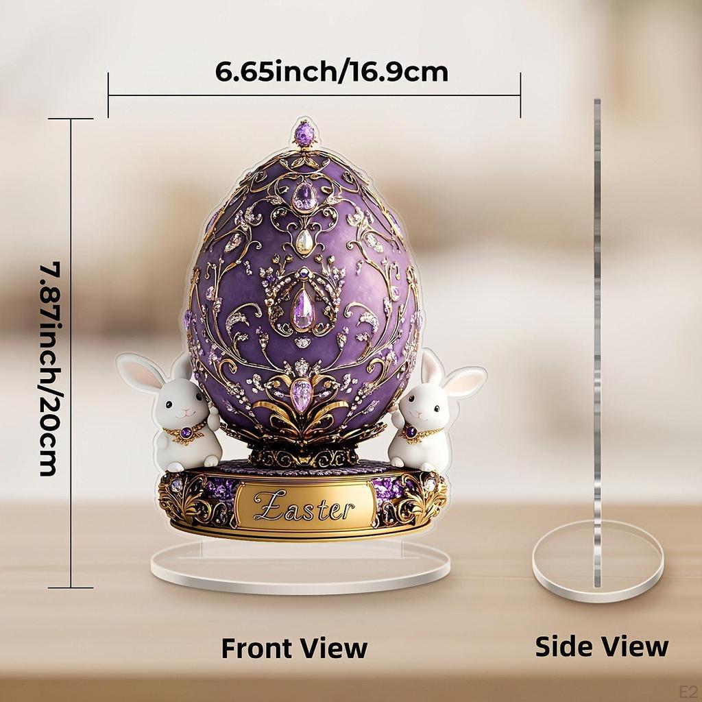 2D Easter Bunny Egg Decoration Acrylic Sign Collectibles Friend Gift Flat Desktop Ornament for