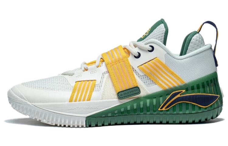 Li Ning Fury Удобная амортизация Нескользящие Низкие Баскетбольные кроссовки Мужские Белый Желтый ABFT019-4 43