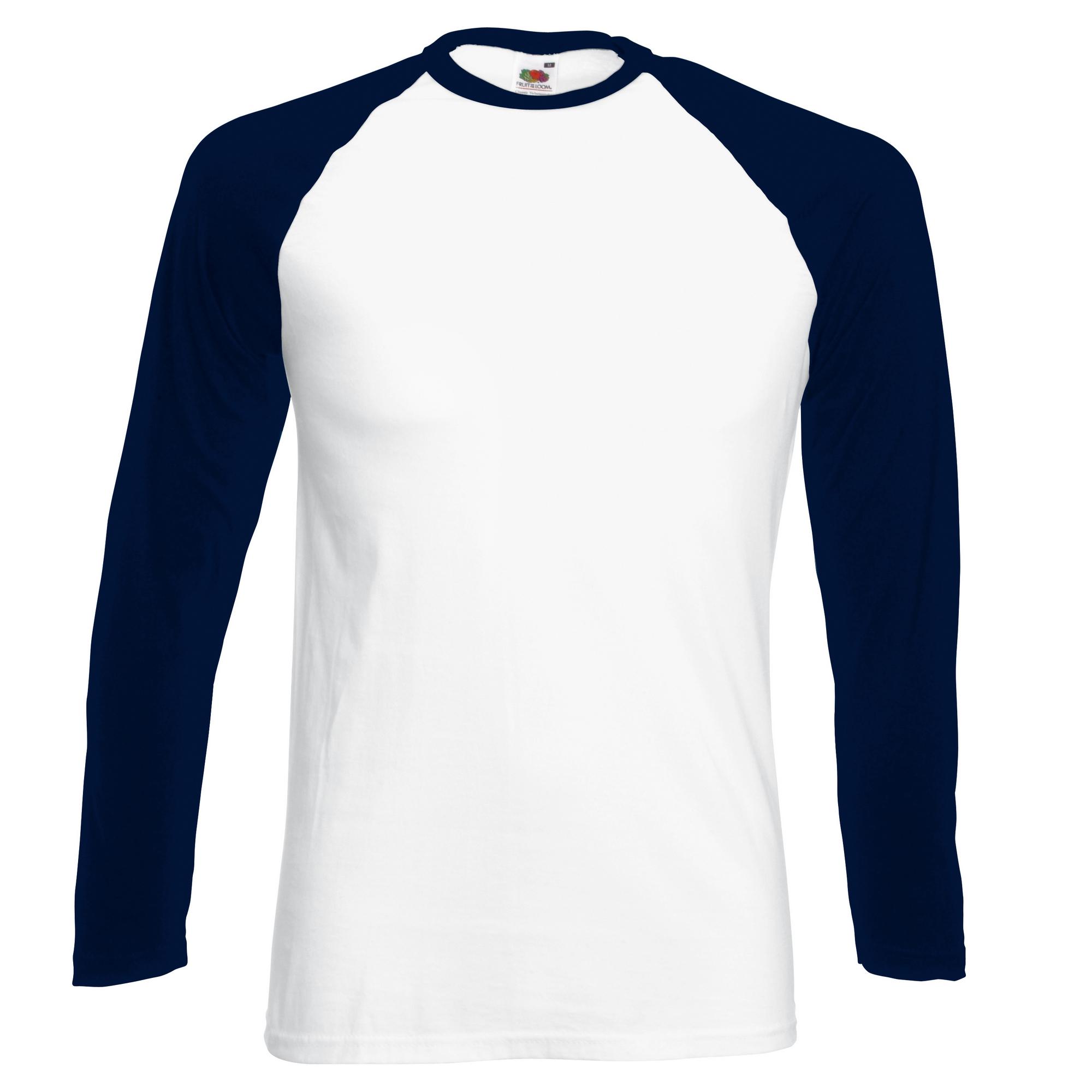 Fruit Of The Loom Honkbal T-shirt met lange mouwen voor heren L wit