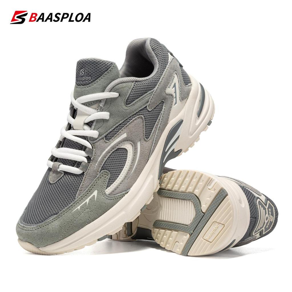 Men's Running Shoes Leather + Mesh Breathable Non-Slip Men's Outdoor Wear Sports Lightweight Running Basketball Shoes