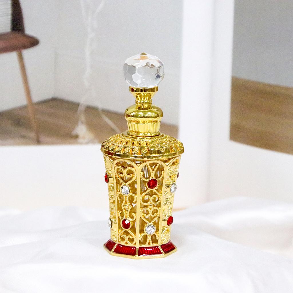 10ml Glass Roll-on Perfume Bottle, Dubai Style Enamel Embroidery with Rhinestone, Essential Oil Container