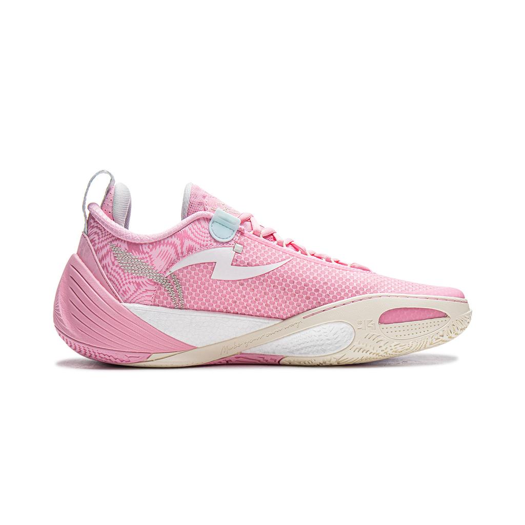 Li Ning All City 14 Amortyzujące Antypoślizgowe Odporne na Ścieranie Sprężyste Niskie Buty do Koszykówki Męskie Drewno Brzoskwiniowe Różowe ABAW001-2