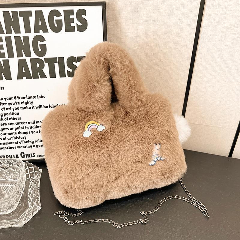 Cute handbag bag autumn and winter new plush chain shoulder bag foreign girl hair bag crossbody bucket bag