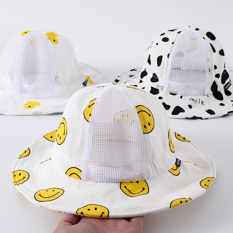 Children's Summer Mesh Sun Hat - Large Brim Fisherman Style for Boys and Girls