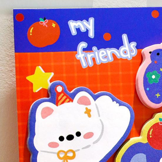 Lot de 4 Carnets Adhésifs Animaux Mignons Dessin Animé Multi-Formes pour Étudiants Journaling Rappels Forte Adhésion Fournitures de Bureau École