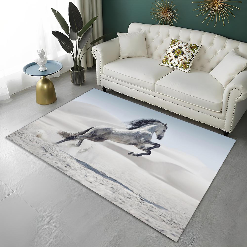 3D Animal Pentium Gallant Horse Steed Carpet Rug for Home Living Room Bedroom Sofa Doormat Decor,kid Area Rug Non-slip Floor Mat