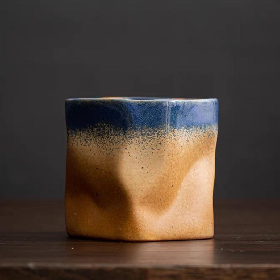 Handmade Cutting Cup Retro Mug Daily Large Capacity Water Cup Coarse Pottery Coffee Cup Home Office Cup