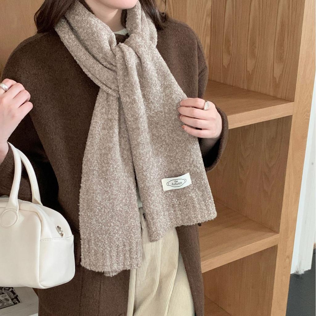 Knitted Scarf Autumn and Winter Versatile Atmosphere Simple High End Warm  Soft and Waxy Scarf Trendy and High End