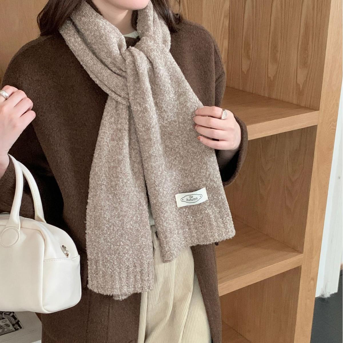 

Knitted Scarf Autumn and Winter Versatile Atmosphere Simple High End Warm Soft and Waxy Scarf Trendy and High End