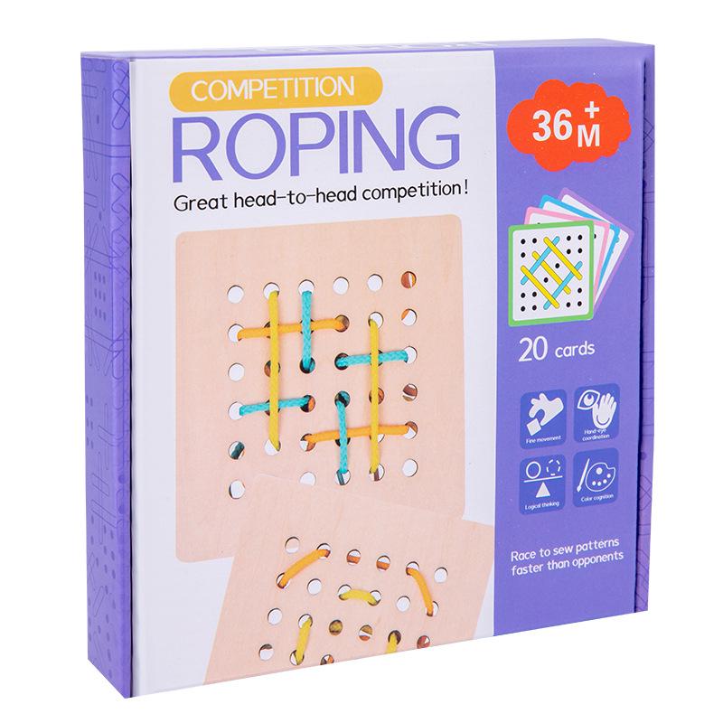 Children's Educational Threading Board Toy for Concentration and Logical Thinking, Handmade Shoelace Trainer for Ages 3-6