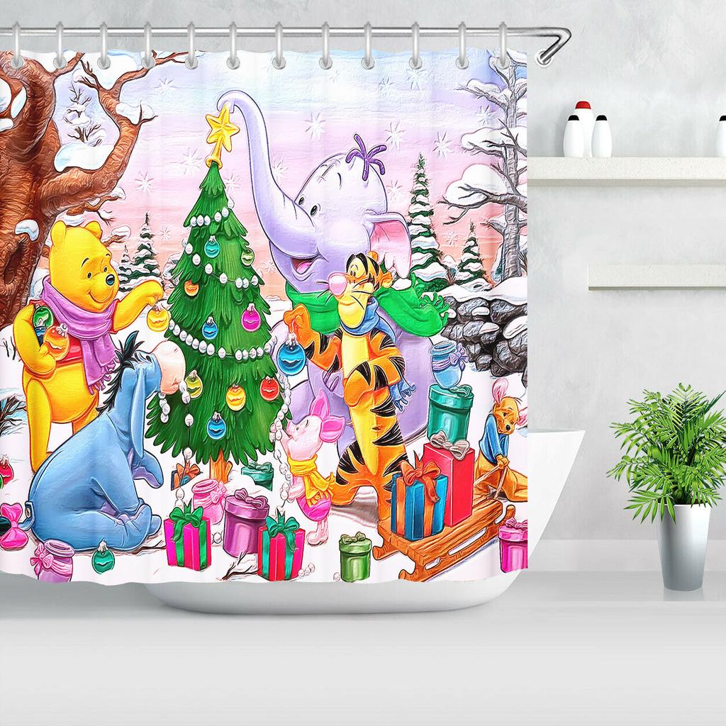Winnie The Pooh Bathroom Decor Accessories Shower Curtain Sets Full Set Curtains For Waterproof Anime Home