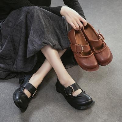 Scarpe da Donna Versatili con Tacco Medio Comodo, Punta Tonda, Pelle Vera, Stile Retrò