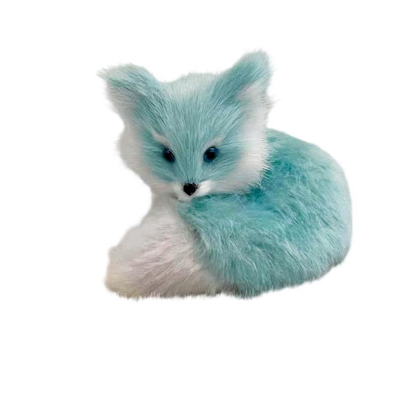 Soft Squatting Mini Plush Simulation Fox Soft Lifelike Plush Stuffed Fox Doll Cute Colorful Animal Figurine Home Decor