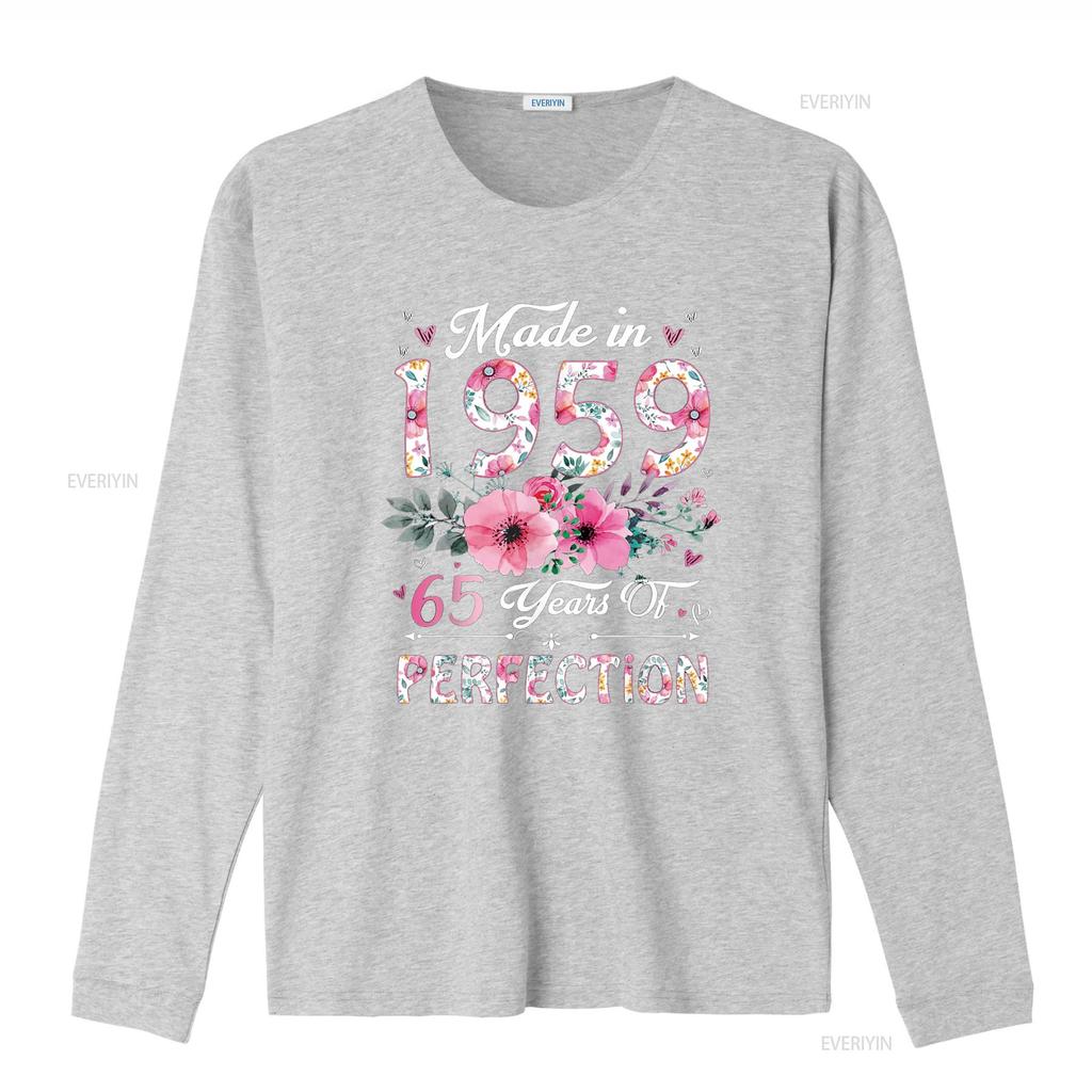 65 Year Old Made In 1959 Floral 65th Birthday s Women T Shirt vintage Washed designer clothes Breathable Versatile Comfortable