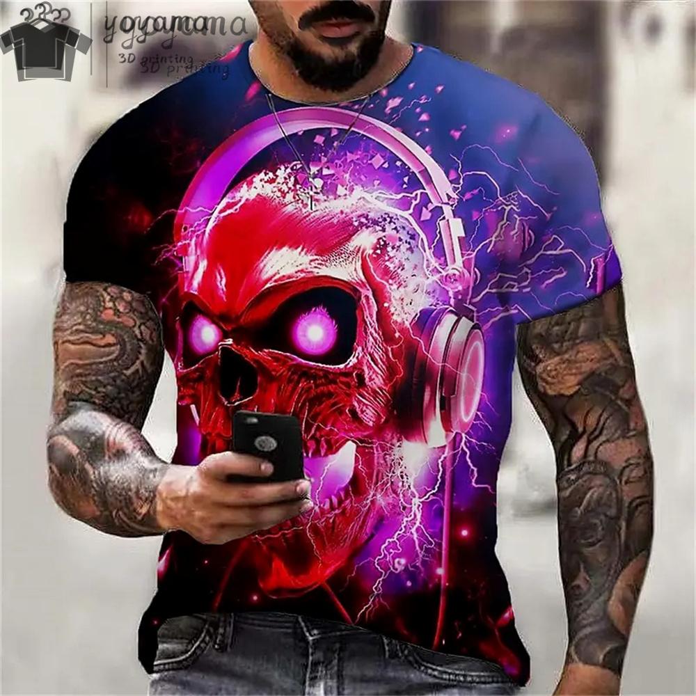 Summer Short Sleeve Tee Unisex T Shirts High Quality Short Sleeve Tee Tee Shirt Unisex Clothes Skull Print Clothes Unisex Funny T-shirt